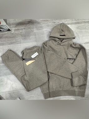Essentials Dark oatmeal Hoodie & Jogger Set for Women and Men both can